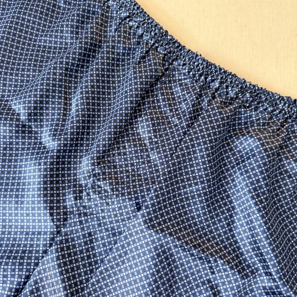 Robert Louis Mens XL Blue Silk Blend‎ Geometric Grid Boxer Shorts Sleepwear